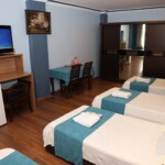 Adana Saray Otel’in en geniş ve kapsamlı konaklama birimi olan 5 kişilik aile odalarımız, kalabalık grupların ve büyük ailelerin tüm ihtiyaçları düşünülerek tasarlandı. Ayrı odalara bölünmek zorunda kalmadan, sevdiklerinizle bir arada olmanın keyfini ferah bir atmosferde sürdürün. Ergonomik yatak yerleşimi, geniş gardırop alanları ve herkesin rahatça hareket edebileceği geniş metrekaresiyle, uzun konaklamalar için de mükemmel bir seçenek sunuyoruz.